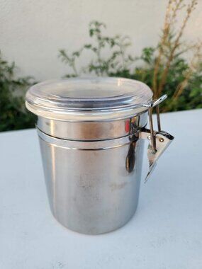 Airtight Stainless Steel Food Canister Clear Lid 6" Tall Pantry Storage Organize